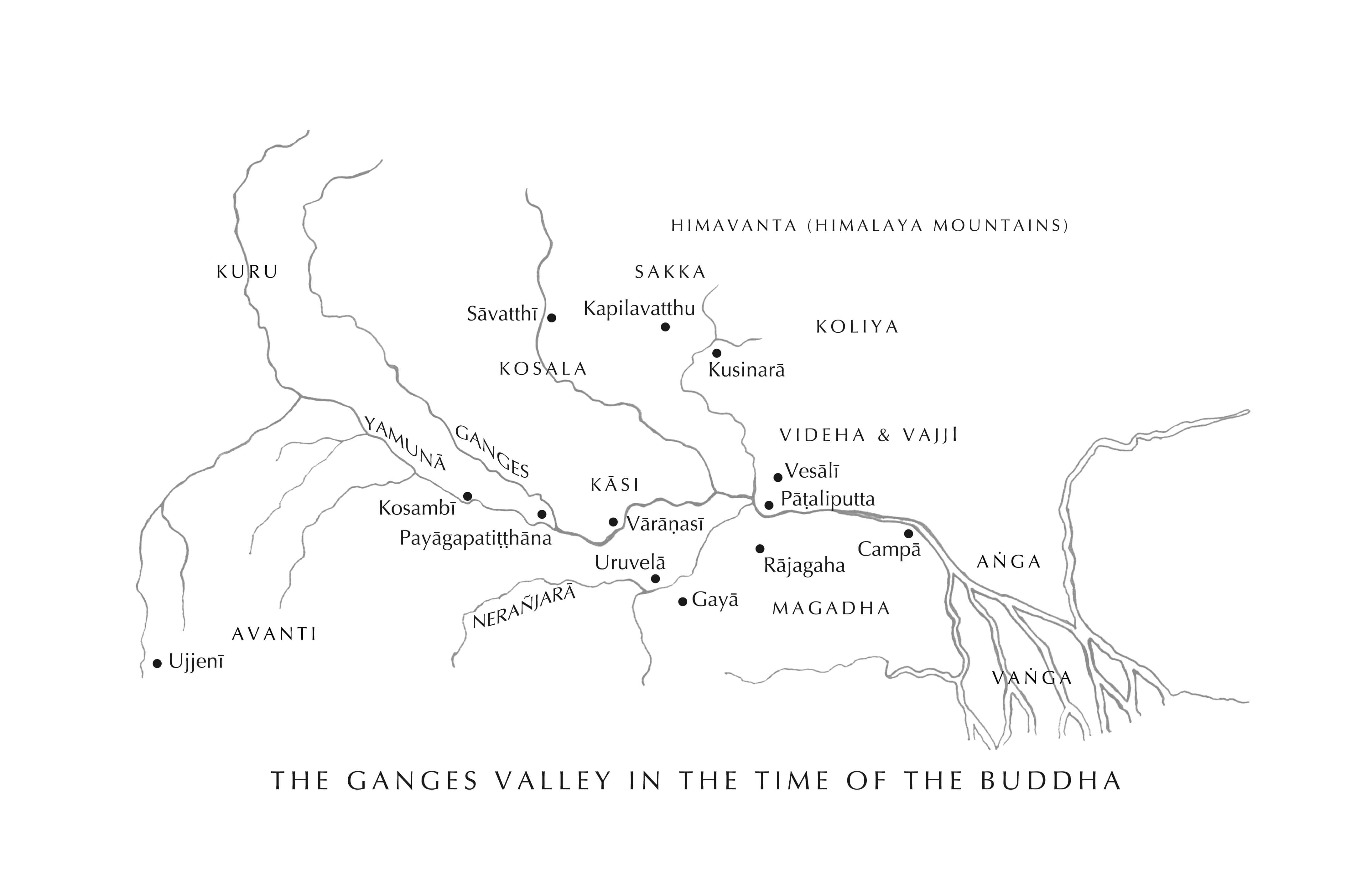 Map of the Ganges Valley in the Buddha's Time